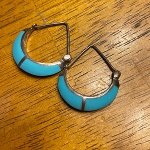 Vintage turquoise Native American earrings, 925 SS